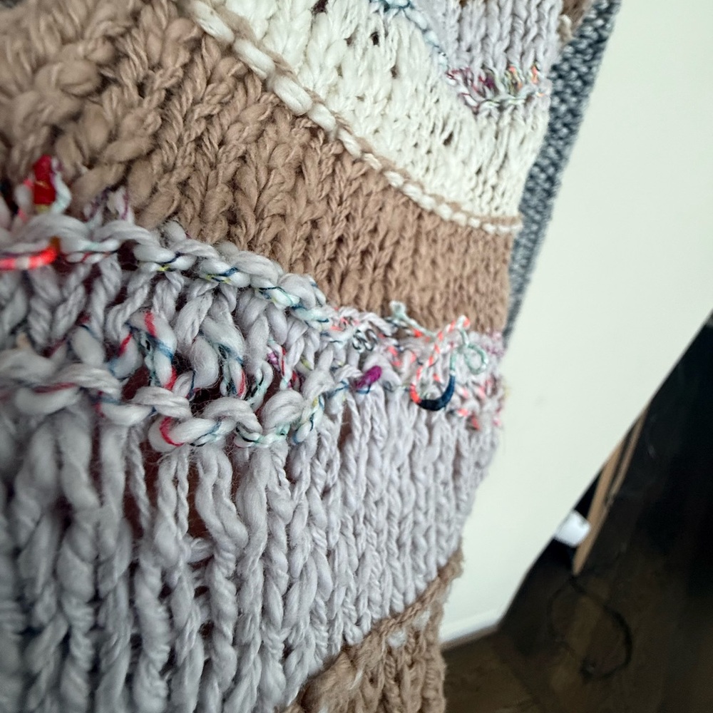 Free People Cream and Tan V-Neck Sweater - Picture 3 of 6
